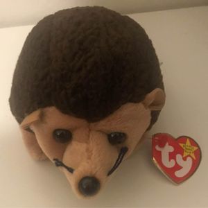 Ty beanie baby “Prickles” the hedgehog brown plush stuffed animal